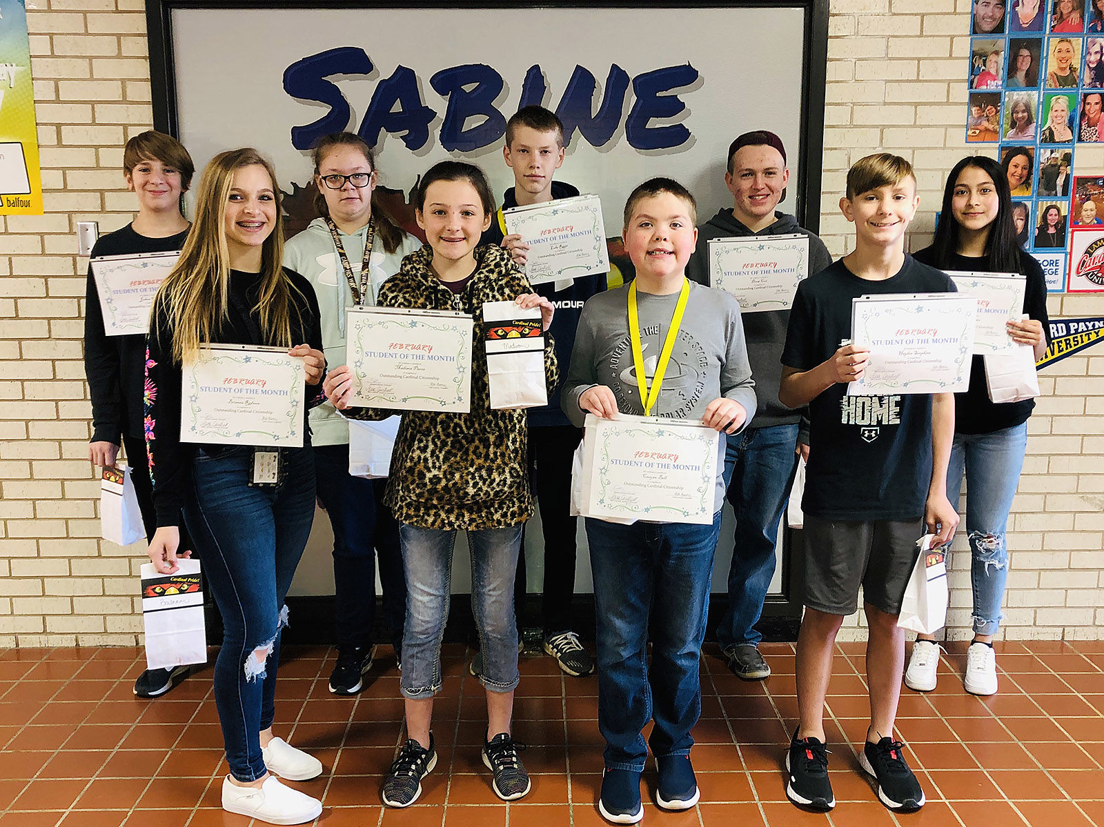 Sabine Middle School February students of the month